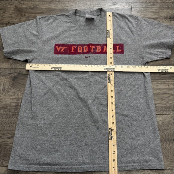 Virginia Tech Hokies Shirt Mens Medium Gray NCAA Football Nike Vintage - Picture 5 of 6